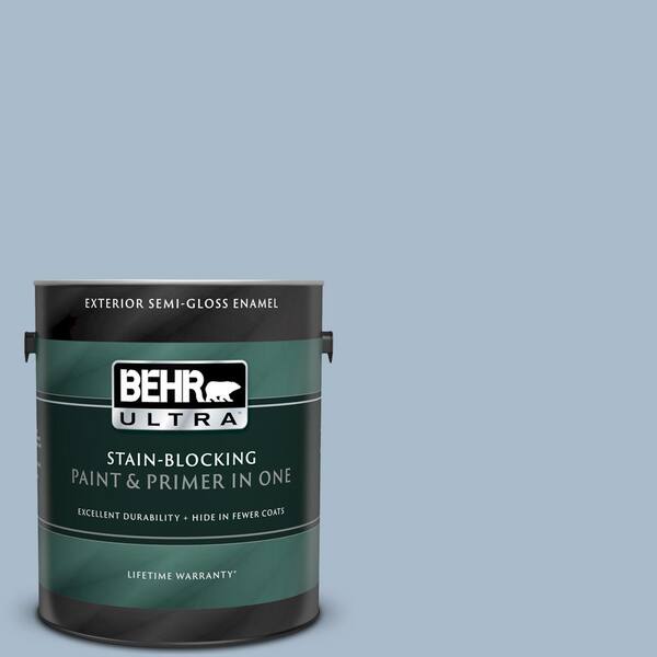 BEHR ULTRA 1 gal. #UL240-15 Simply Blue Semi-Gloss Enamel Exterior Paint and Primer in One