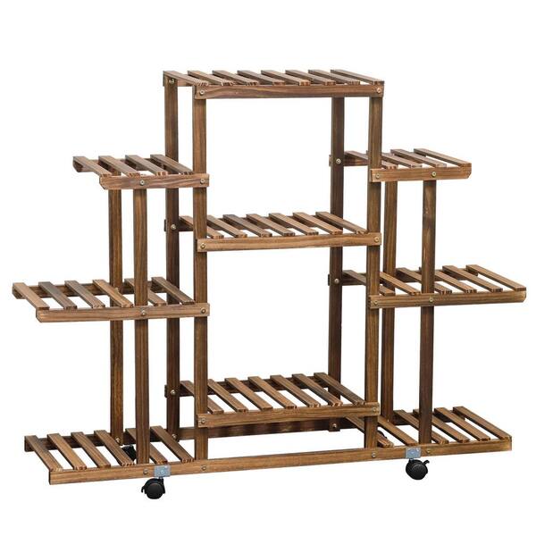 Dovelina 44.8 in. x 15.8 in. x 37.7 in. Tiered Indoor/Outdoor Wood Plant Stand Display Stand (6-Tiers)