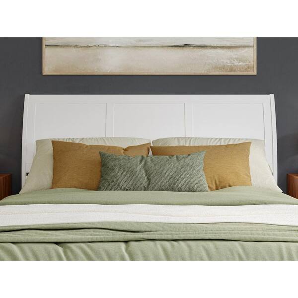 AFI Portland White King Sleigh Solid Wood Panel Headboard with