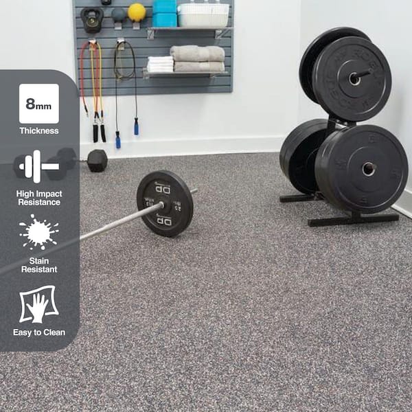 18 in. x 18 in. Rubber Gym/Exercise Flooring Tiles with Nike Grind (14.32 sq. ft.) (6-Pack) Colors will Vary