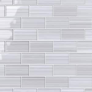 Hand Painted Rectangular 3 in. x 6 in. Warm Gray 20 Glass tile (10 sq. ft./per Case)