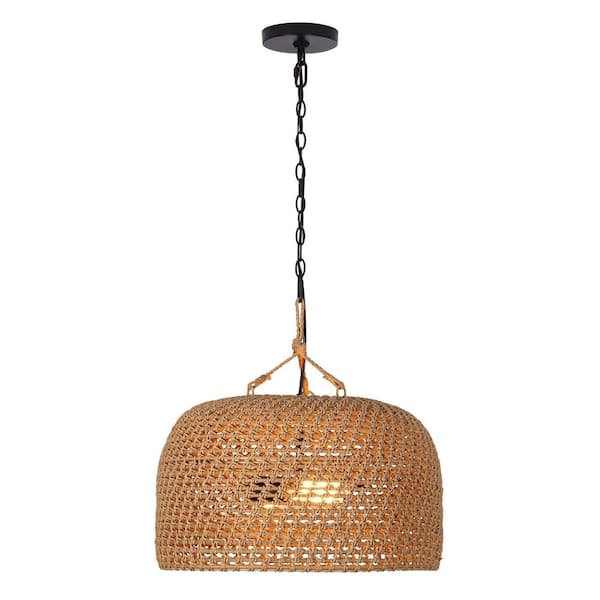 Hampton Bay Summerpoint 120-Watt 2-Light Black Shaded Pendant