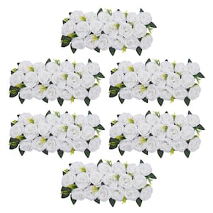19.6 x 9.8 in. White Wedding Flower Centerpiece Artificial Rose Dining Table Floral Arrangements 6 Pcs