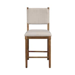 Oslo Beige Cushioned Brown Counter Height Chair Set of 2