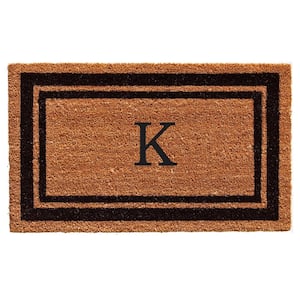 Black Border 36" x 72" Monogram Doormat (Letter K)