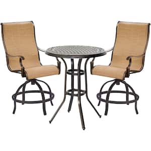 Manor 3-Piece Sling Outdoor High Dining Set in Tan