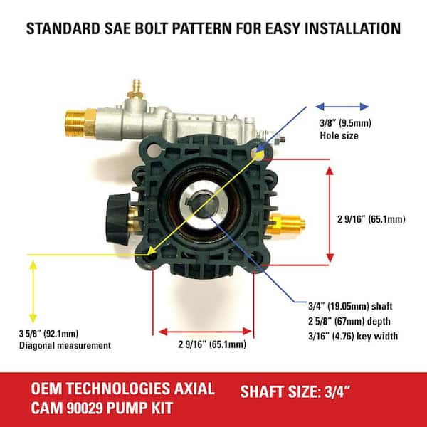 Simpson 90029 OEM 3100 PSI 2.5 GPM Pressure Washer Horizontal Axial Cam Pump Kit 