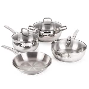 Belly Shape 7-Piece 18/10 Stainless Steel Starter Cookware Set with Glass Lid