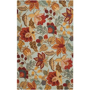 Blossom Blue/Multi 5 ft. x 8 ft. Solid Floral Area Rug