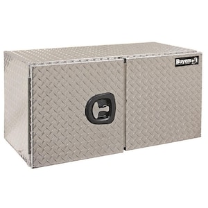 24 in. x 24 in. x 48 in. Diamond Plate Tread Aluminum Underbody Truck Tool Box with Barn Door