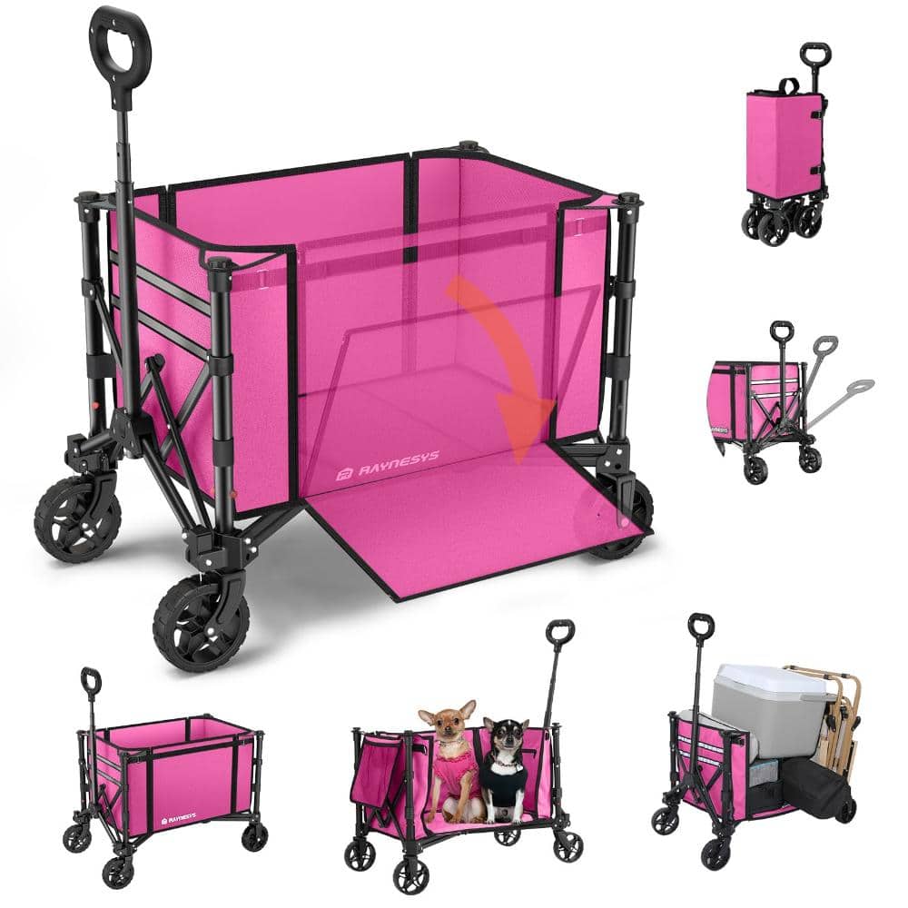 120L Collapsible Utility Wagon Cart, 3-in-1 Bench and Trunk
