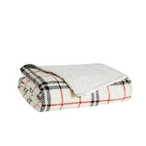 London Fog Popcorn Plaid Plush 50 in. x 60 in. Black Red Throw TH3916BR 9100 The Home Depot