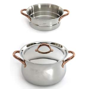 Ouro Gold 3-Piece 18/10 SS Steamer Set with SS Lid & Rose Gold Handles