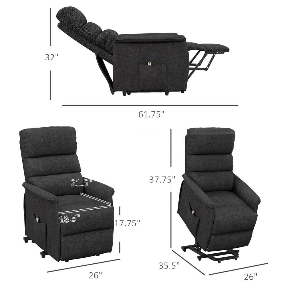 Black Metal Electric Lift Recliner with Remote Control