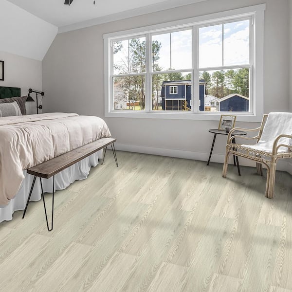 White Washed 6x36 Water Resistant Peel and Stick Vinyl Floor Tile, Self-Adhesive Flooring(54sq.ft./case)