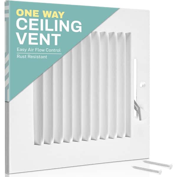 HOME INTUITION 14 in. x 6 in. 1-Way Air Vent Coves for Home Ceiling or Wall Grille Register Cover w/Adjustable Damper, White