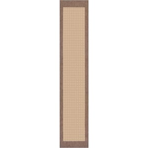 Recife Checkered Field Natural-Cocoa 2 ft. x 12 ft. Indoor/Outdoor Runner Rug