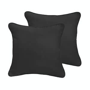 Black Outdoor Corded Throw Pillows (2-Pack)