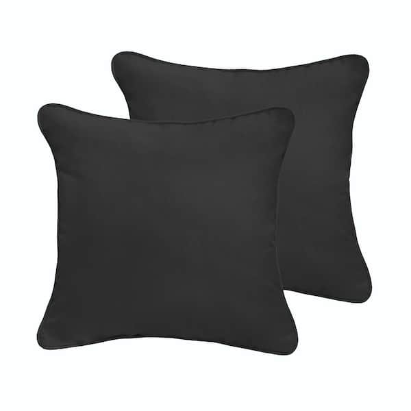 SORRA HOME Black Outdoor Corded Throw Pillows (2-Pack)