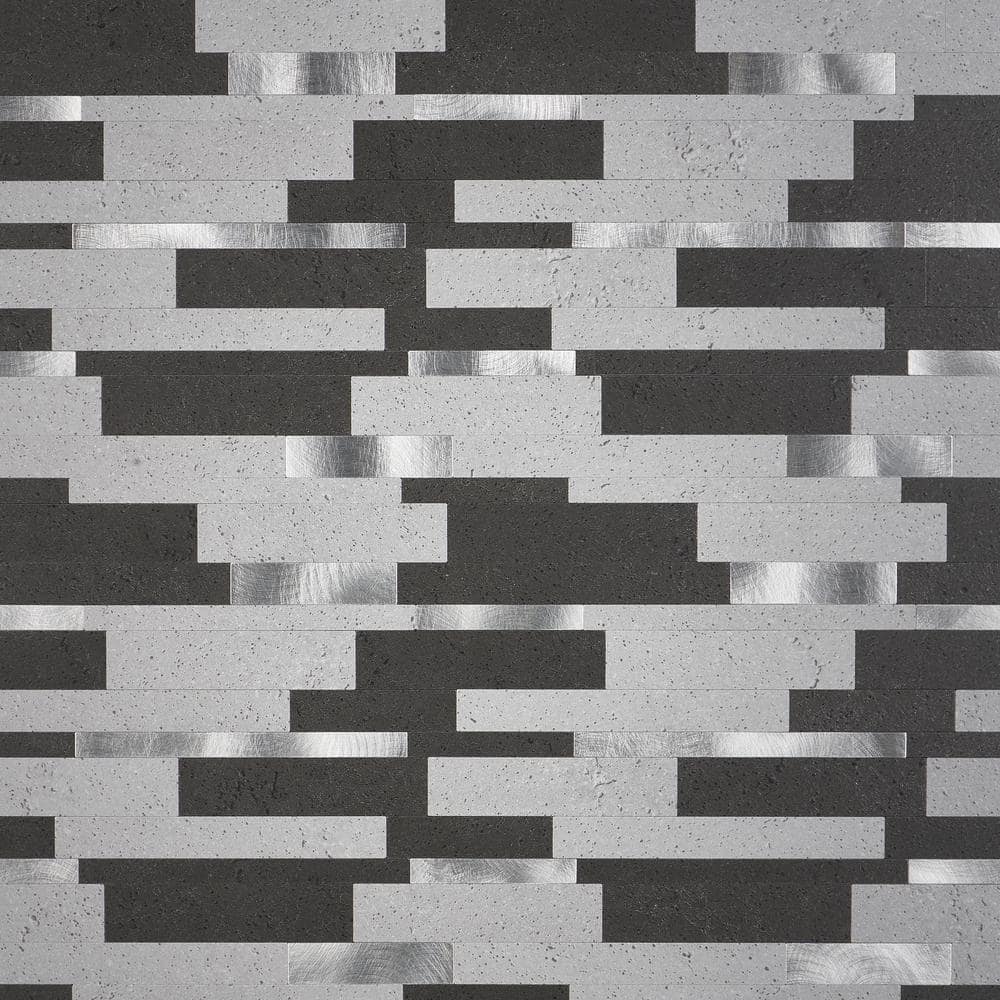 Gray Aluminum Peel and Stick Mosaic Tile Sheet