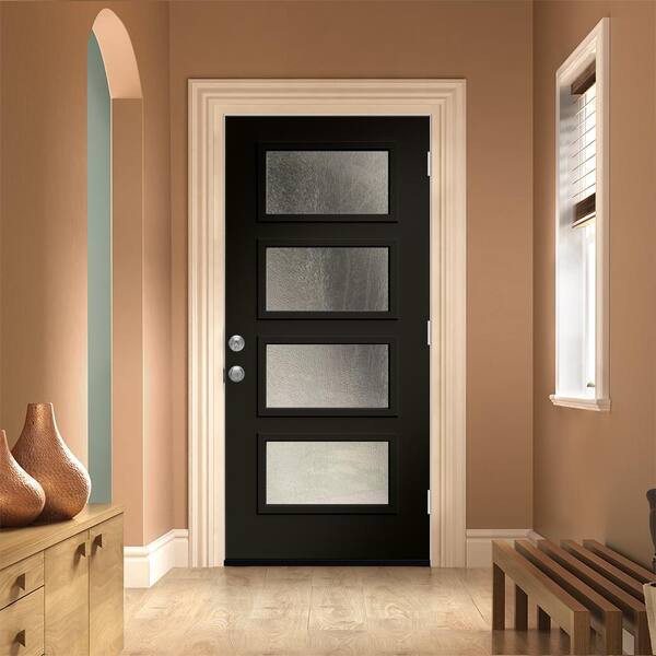 JELD-WEN 36 in x 80 in 4 Lite Equal Right-Hand/Inswing Chinchilla