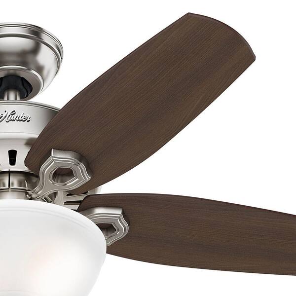 Hunter Fan 42 inch Brushed Nickel Small Room Ceiling Fan with Bowl Light Kit 