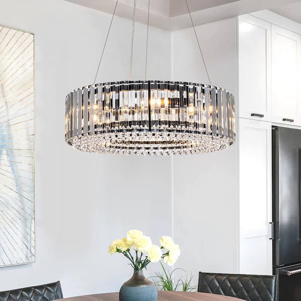 Orillia Contemporary 19.7 in. 6-Light Black Crystal Ring Chandelier