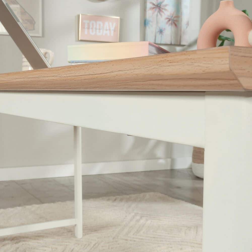Bergen Circle Kiln Acacia 72" Melamine Office Desk with Metal Frame