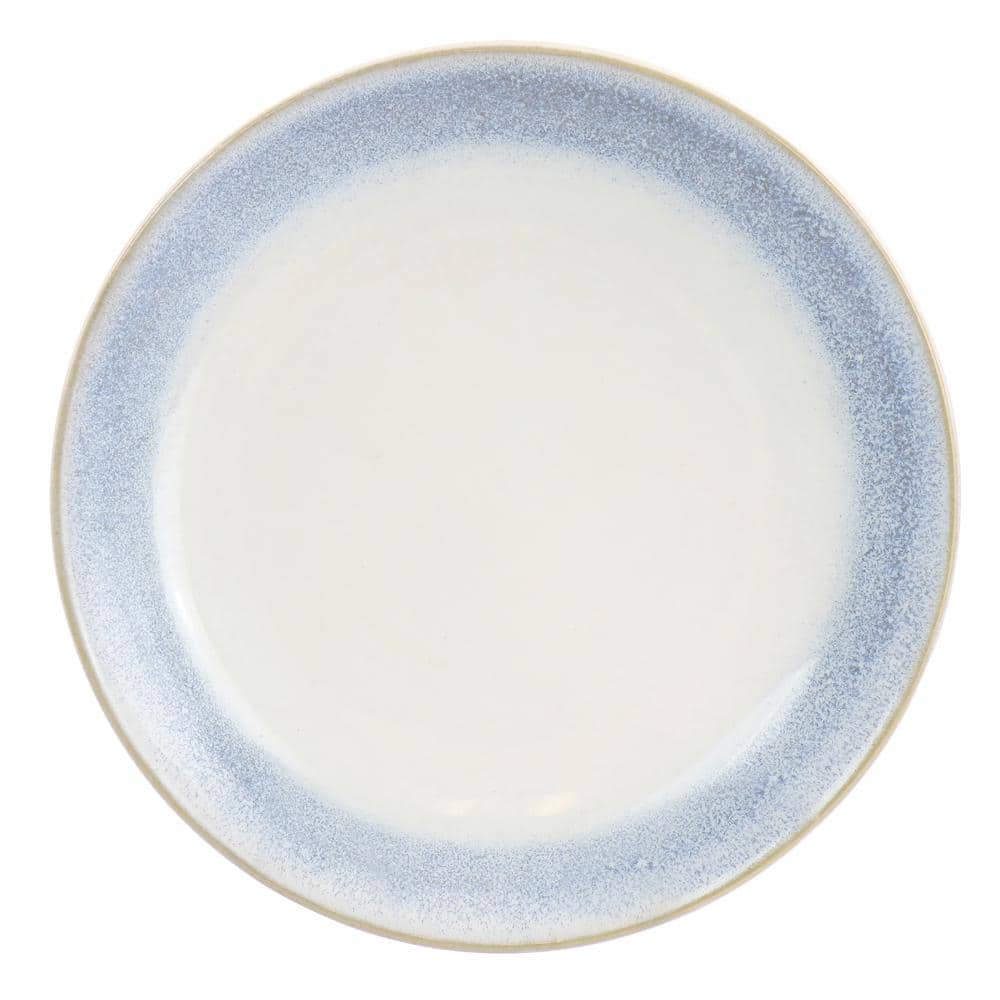 8.25" Off-White and Blue Ceramic Salad Plates, Set of 6