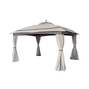 10 ft. x 12 ft. Gray Soft Top Steel Outdoor Patio Gazebo with Mosquito Netting