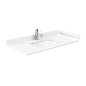 42 in. W x 22 in. D Cultured Marble Single Basin Vanity Top in White with White Basin