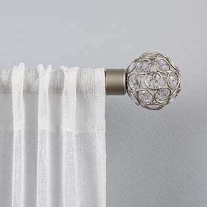 Rings 36 in. - 72 in. Adjustable 1 in. Single Curtain Rod Kit in Matte Silver with Finial