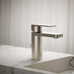 Parallel Single-Handle Single-Hole Bathroom Faucet in Vibrant Brushed Nickel