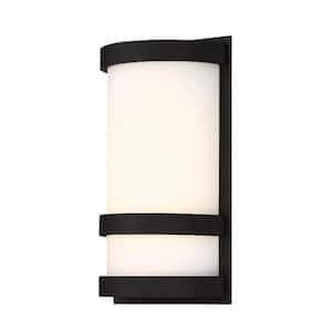 Latitude 10 in. Black Integrated LED Outdoor Wall Sconce, 3000K