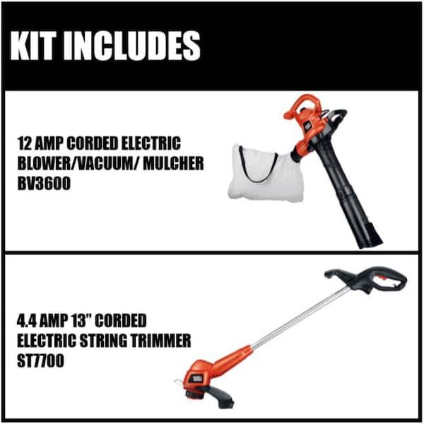 BLACK+DECKER 12 AMP 230 MPH 385 CFM Corded Electric 3-In-1 Handheld Leaf  Blower, Vacuum & Mulcher with Tool Free Switchover BV3600 - The Home Depot