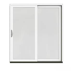 72 in. x 80 in. W-2500 Contemporary Silver Clad Wood Right-Hand Full Lite Sliding Patio Door w/White Paint Interior