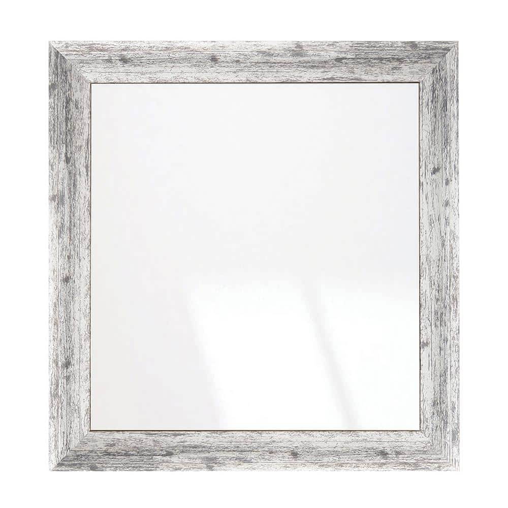 33 in. W x 37 in. H Weathered Timber Inspired Rustic White and Gray Sloped Framed Wall Mirror -  BrandtWorks, 147M2