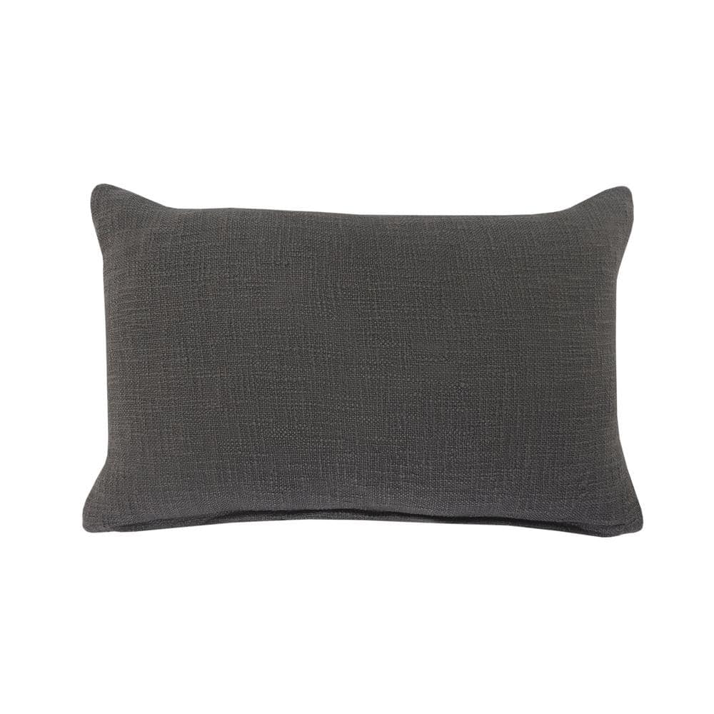 Modern Textured Tufted Lumbar Throw Pillow, 16" x 24", Deep Gray