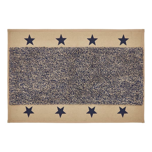 My Country 20 in. W x 30 in. L Tan Navy Star Bathmat