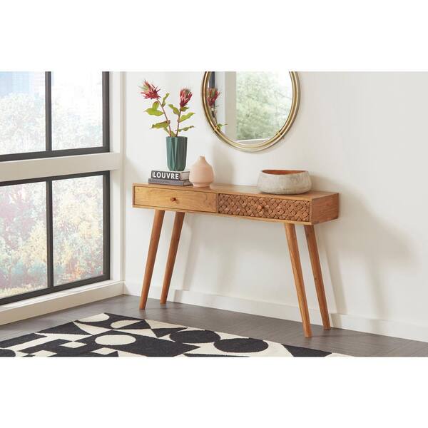 Coaster Home Furnishings 47in Natural Brown Rectangle Wood Console