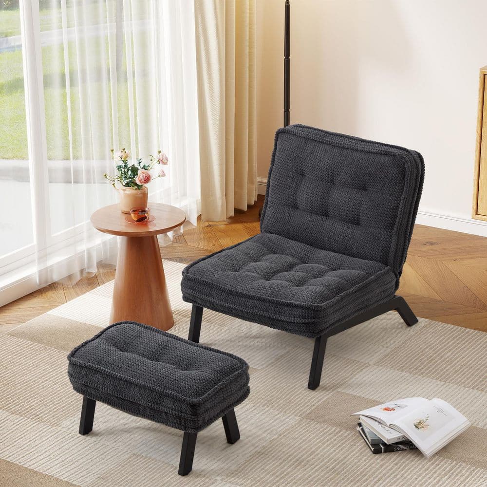 Bestier Dark Gray Upholstered Fabric Reclining Side Chair with
