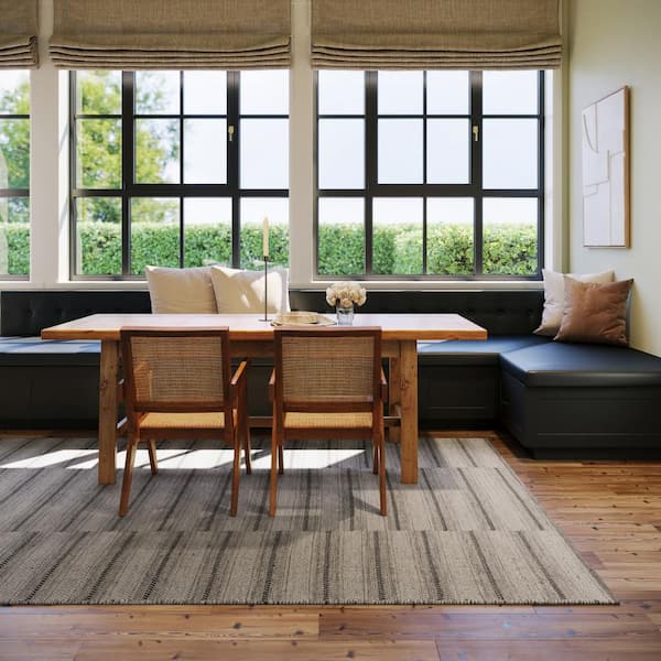 Nate Berkus x Rugs Mateo Striped Wool Cozy Brown 9 ft. x 12 ft. Indoor Area Rug