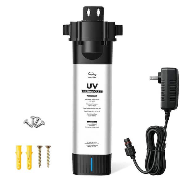 Whole House LED UV Water Filter System, Up to 12 GPM, Long-Life LED UV Water Filter, Automatic Flow Sensor, Mercury-Free