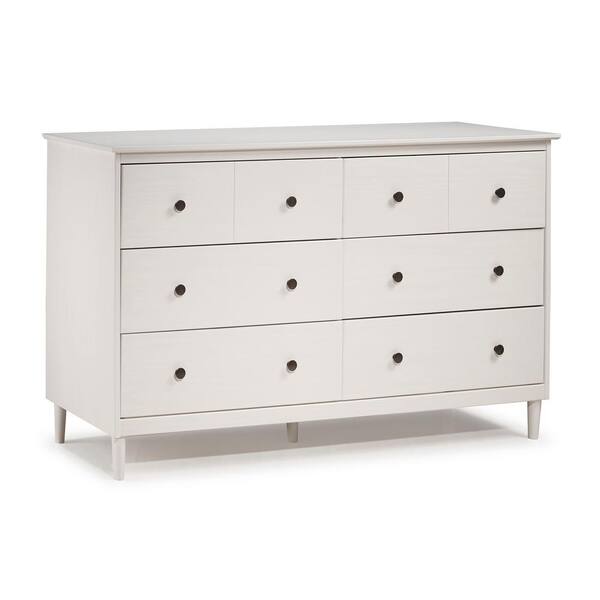 6 Drawer White Solid Wood Dresser, Spencer Solid Wood 6 Drawer Dresser