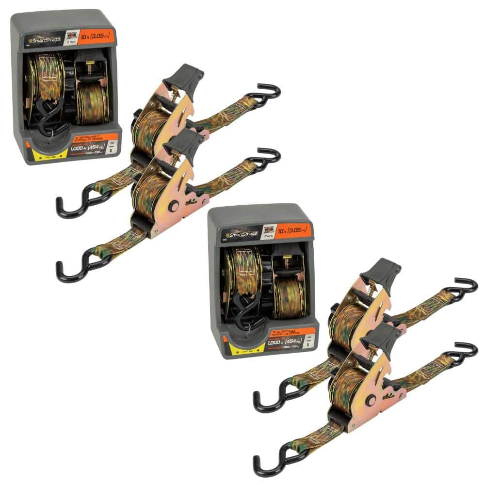 10 ft. x 1.5 in. Camo Retractable Ratchet Tie Down Straps with 1,000 lb. Safe Work Load - 4 pack price history on PriceWatchPro