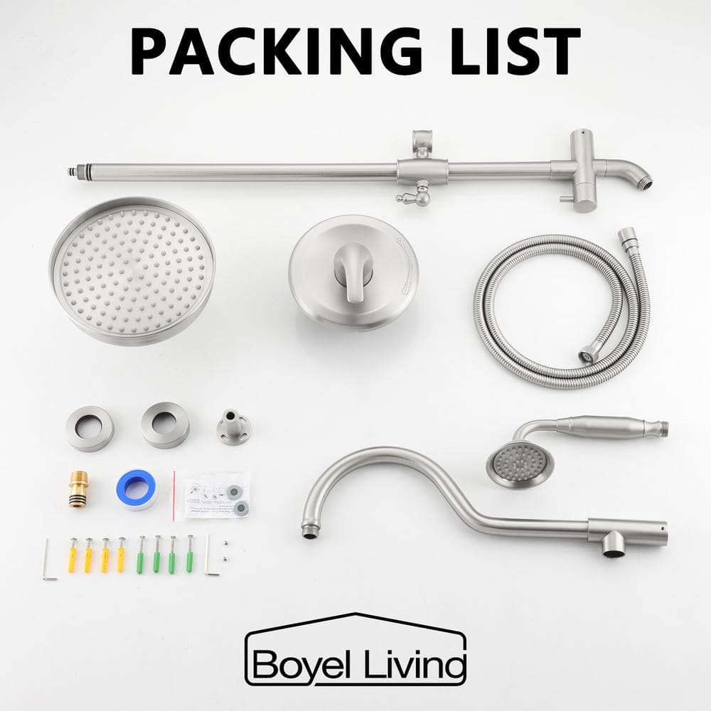Brushed Nickel Dual Rain and Handheld Shower System