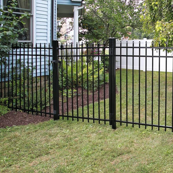 Cascade Standard-Duty 5 ft. H x 6 ft. W Black Aluminum Pre-Assembled Fence Panel