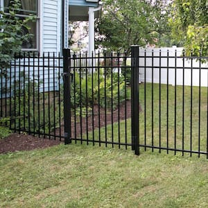 Cascade Standard-Duty 5 ft. H x 6 ft. W Black Aluminum Pre-Assembled Fence Panel