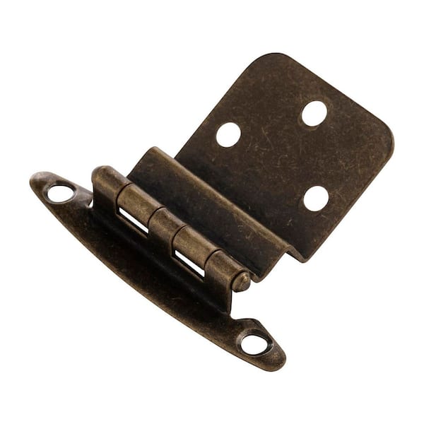 Hinge 3/8 in. Inset Variable Overlay Face Frame Free-Swinging Antique Brass Cabinet Hinge (5-Pairs)