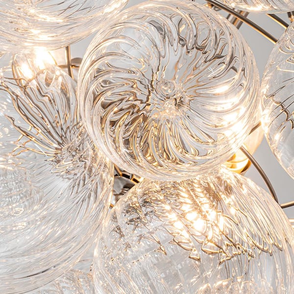 HUOKU Neuvy 8-Light 33 in. W Nickel Chandelier with Swirled